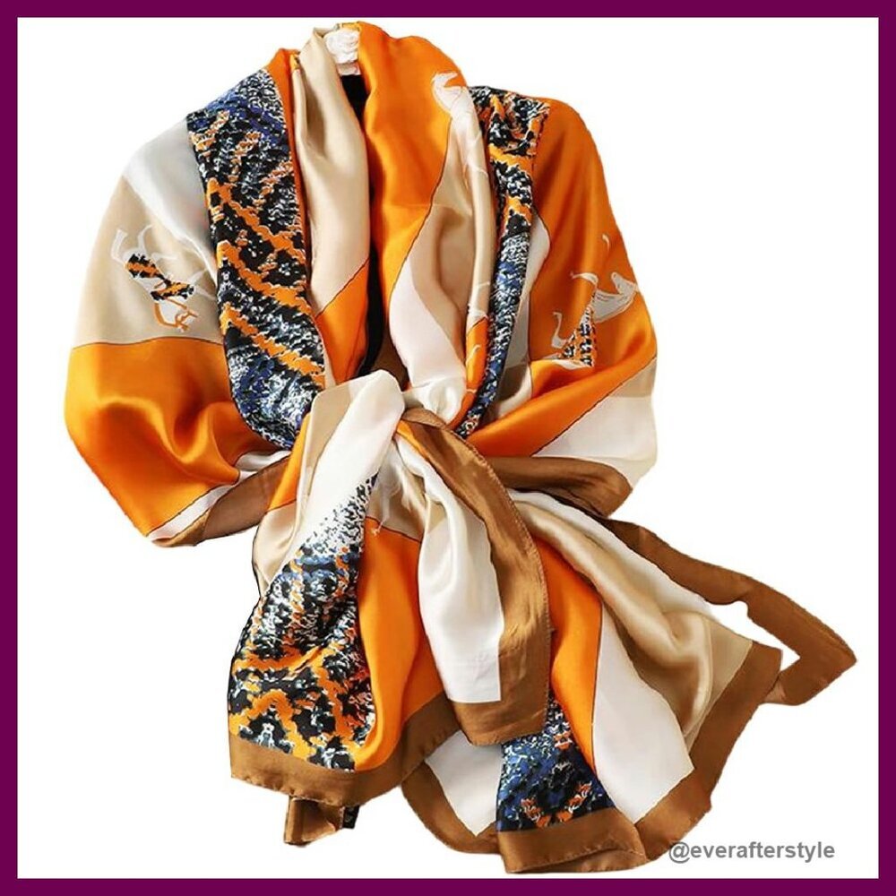 Silk Satin Scarf Elegant Lightweight Shawl Wrap Hair Accessory Chic Versatile
